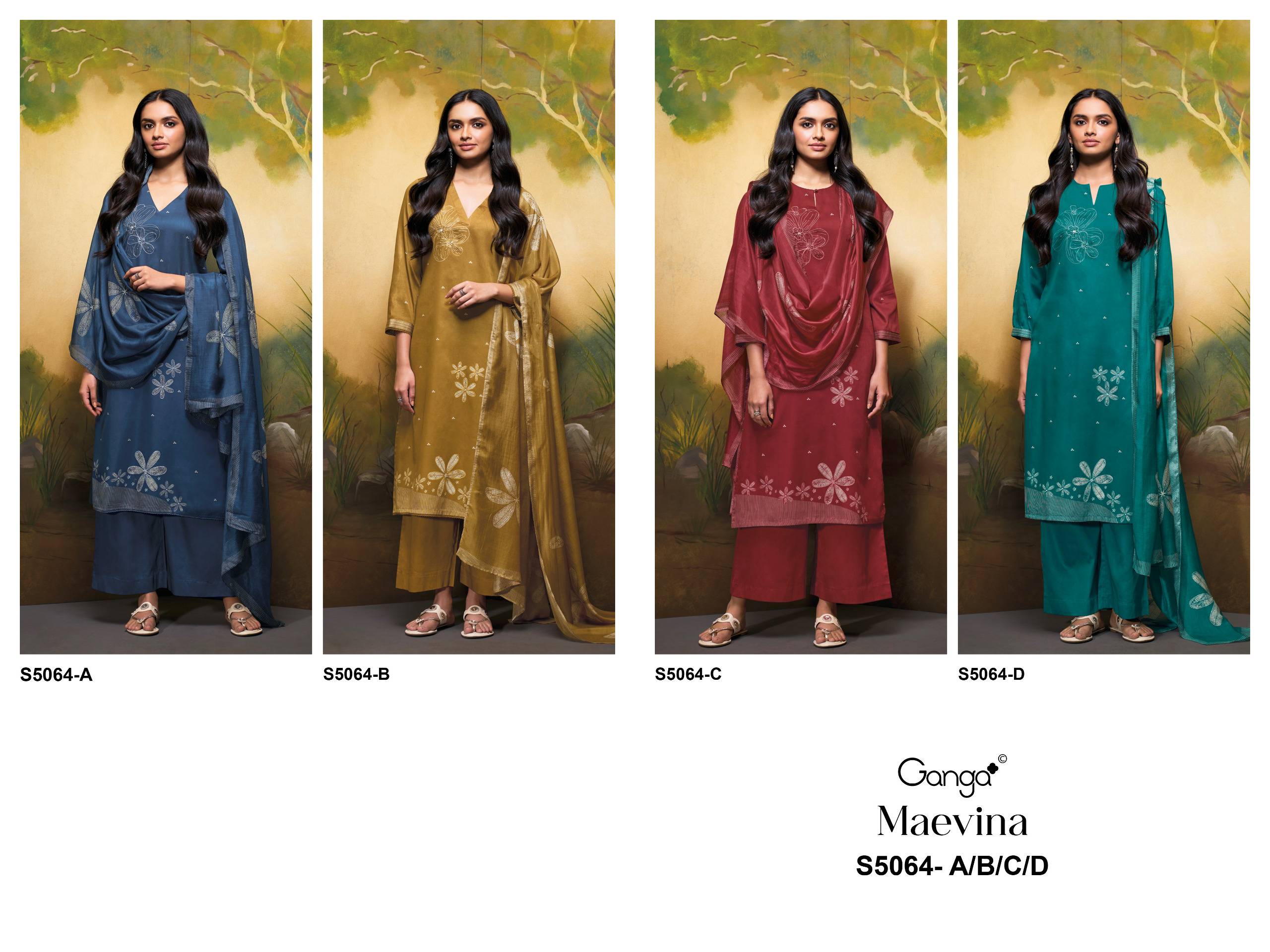 MAEVINA 5064 SERIES BY GANGA FASHION Stylish Beautiful Colourful COTTON SATIN Dresses At Wholesale Price